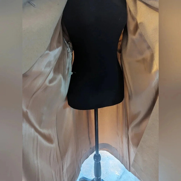 Mid-Century Wool Coat with Real Mink Fur Collar- Trench coat overcoat union-made - Picture 8 of 16